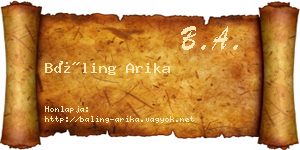 Báling Arika névjegykártya